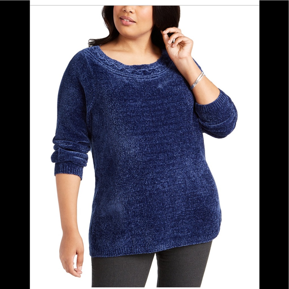 🍇🆕Karen Scott Blue Chenille Sweater
